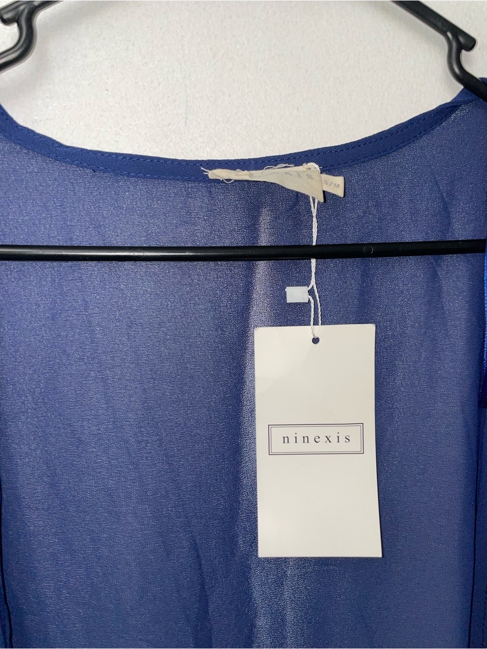 NWT Ninexis Blue Sheer Kimono Cardigan Cover Up S/M - Picture 3 of 4
